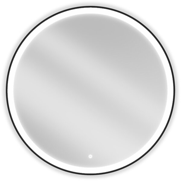 Mexen Esso, okrúhle LED podsvietené kúpeľňové zrkadlo 90 cm, 6000K, vykurovacia podložka proti zahmlievaniu, čierny rám, 9825-090-090-611-70