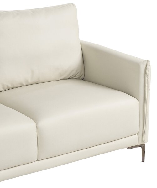 2-miestna pohovka svetlobéžové látkové čalúnenie s kovovými nohami minimalistický mid-century modern štýl obývacia izba