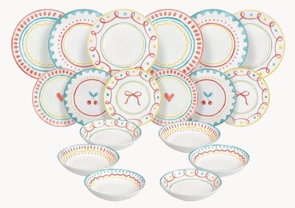 Porcelánová súprava riadu Madison Cherry Pop, 6 osôb, 18 ks