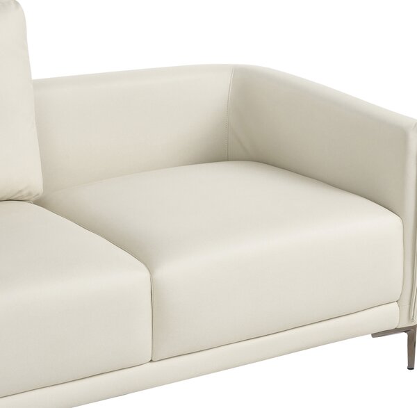2-miestna pohovka svetlobéžové látkové čalúnenie s kovovými nohami minimalistický mid-century modern štýl obývacia izba