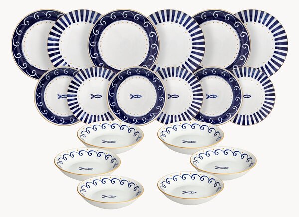 Porcelánová súprava riadu Madison Sardinia, 6 osôb, 18 ks