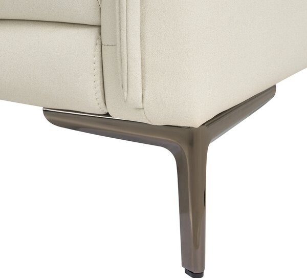 2-miestna pohovka svetlobéžové látkové čalúnenie s kovovými nohami minimalistický mid-century modern štýl obývacia izba