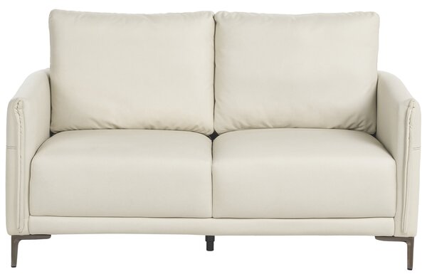 2-miestna pohovka svetlobéžové látkové čalúnenie s kovovými nohami minimalistický mid-century modern štýl obývacia izba