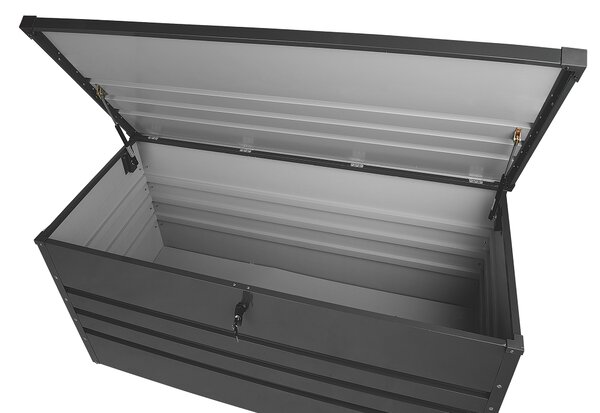 Vonkajší úložný box tmavošedý objem 400 L galvanizovaná oceľ industriálny dizajn záhrada