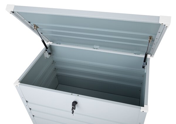 Vonkajší úložný box svetlosivý objem 300 L galvanizovaná oceľ industriálny dizajn záhrada