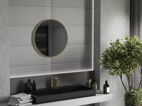 Mexen Loft, okrúhle kúpeľňové zrkadlo 65 cm, farba rámu zlatá matná, 9850-065-065-000-50
