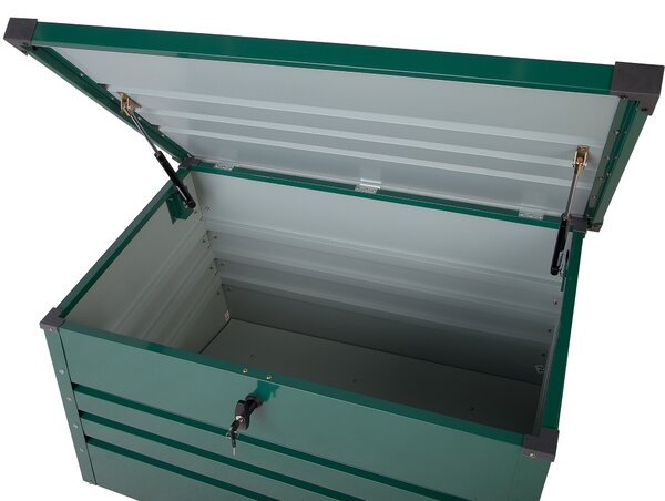Vonkajší úložný box zelený objem 300 L galvanizovaná oceľ industriálny dizajn záhrada