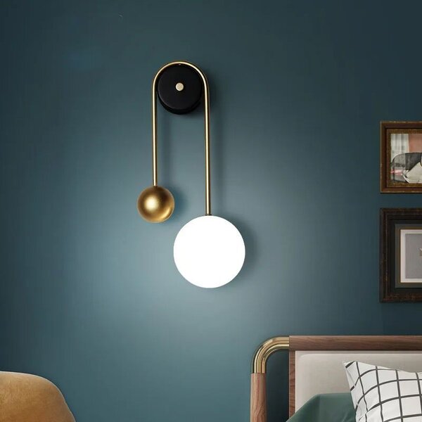 Toolight Toolight, LED nástenné svietidlo 50cm 5W 4000K 500lm APP1474-CW, zlatá lesklá-čierna matná, OSW-03604