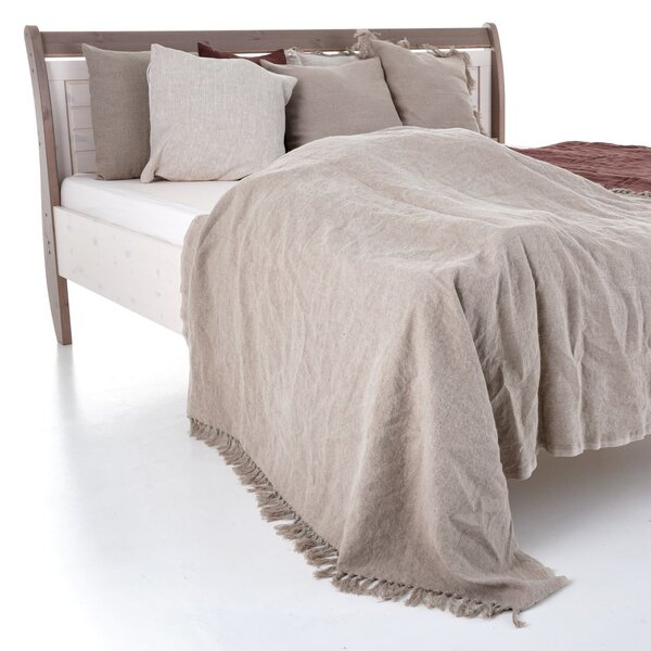 Tom Linen Ľanový prehoz na posteľ so strapcami Natural 140x170 cm