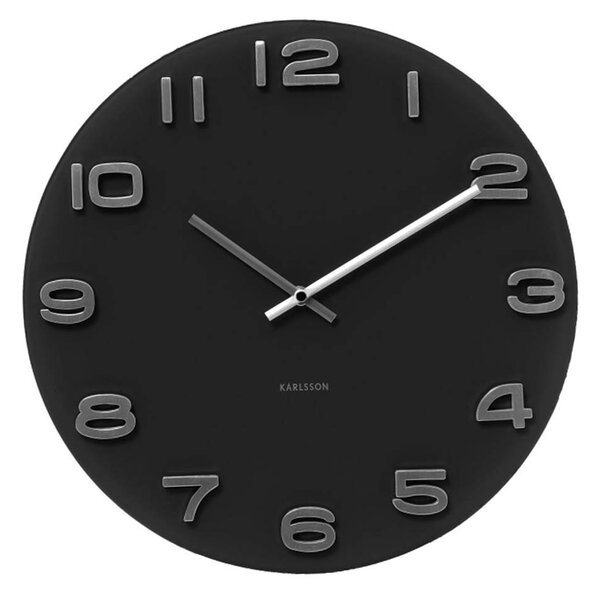 KARLSSON Nástenné hodiny Vintage kulaté – čierne ∅ 35 cm