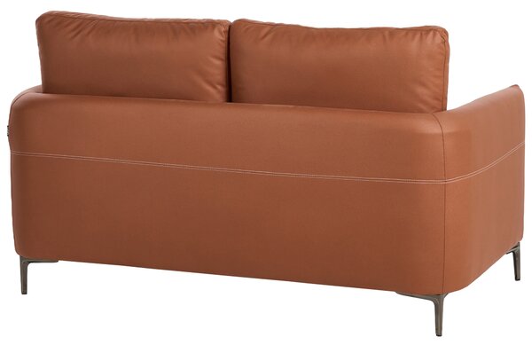 2-miestna pohovka zlatohnedé látkové čalúnenie s kovovými nohami minimalistický mid-century modern štýl obývacia izba