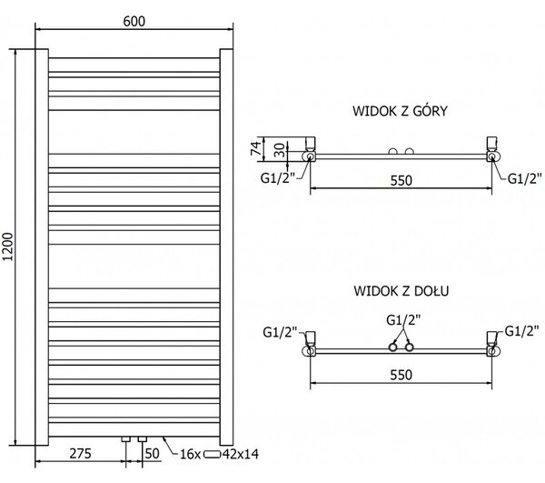 Mexen Uran, vykurovacie teleso 1200x600 mm, 485 W, zlatá lesklá, W105-1200-600-00-50