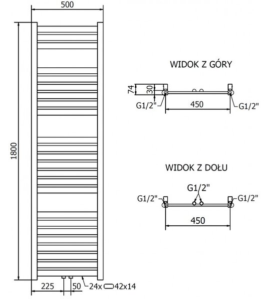 Mexen Uran, vykurovacie teleso 1800x500 mm, 624 W, zlatá lesklá, W105-1800-500-00-50