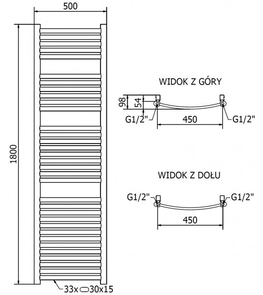Mexen Helios, vykurovacie teleso 1800x500 mm, 671 W, zlatá lesklá, W103-1800-500-00-50