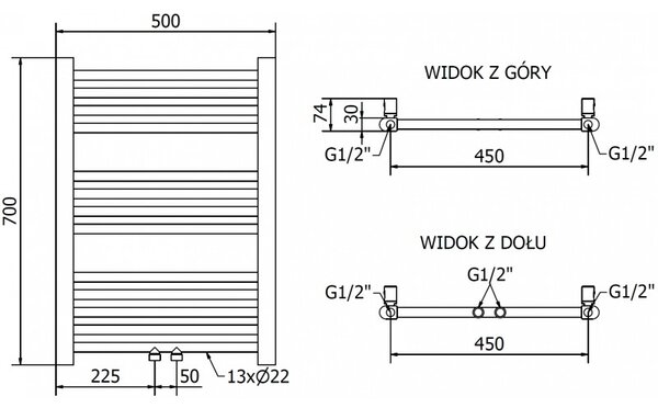 Mexen Mars, vykurovacie teleso 700x500 mm, 224 W, zlatá lesklá, W110-0700-500-00-50
