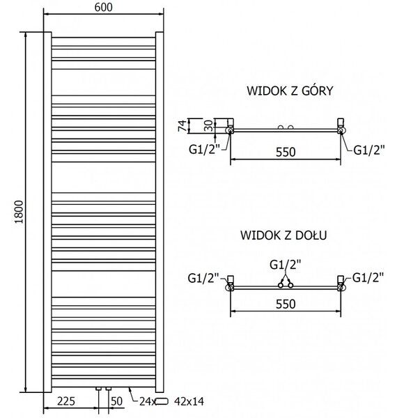 Mexen Uran, vykurovacie teleso 1800x600 mm, 729 W, zlatá lesklá, W105-1800-600-00-50