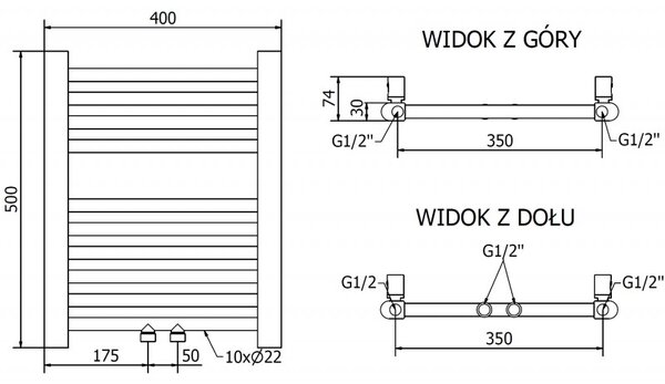 Mexen Mars, vykurovacie teleso 500x400 mm, 140 W, zlatá lesklá, W110-0500-400-00-50