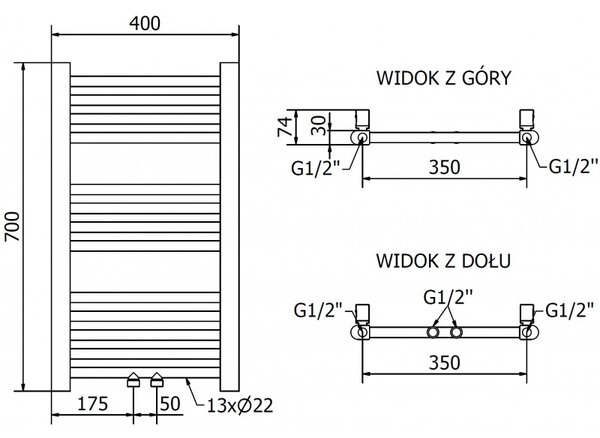 Mexen Mars, vykurovacie teleso 700x400 mm, 188 W, zlatá lesklá, W110-0700-400-00-50
