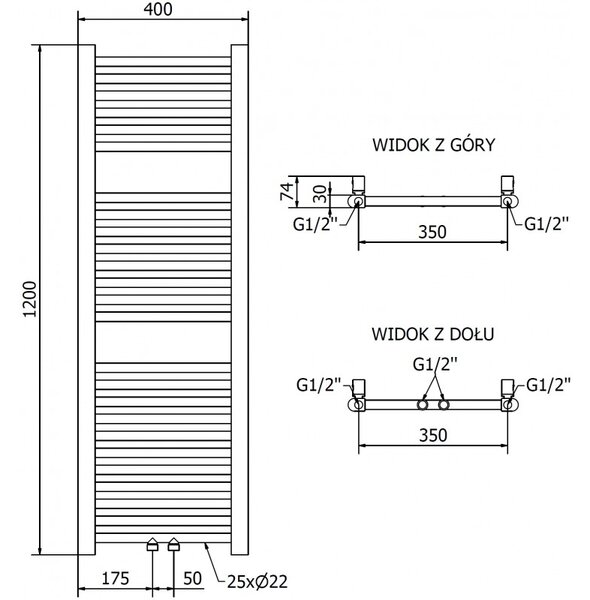 Mexen Mars, vykurovacie teleso 1200x400 mm, 346 W, zlatá lesklá, W110-1200-400-00-50