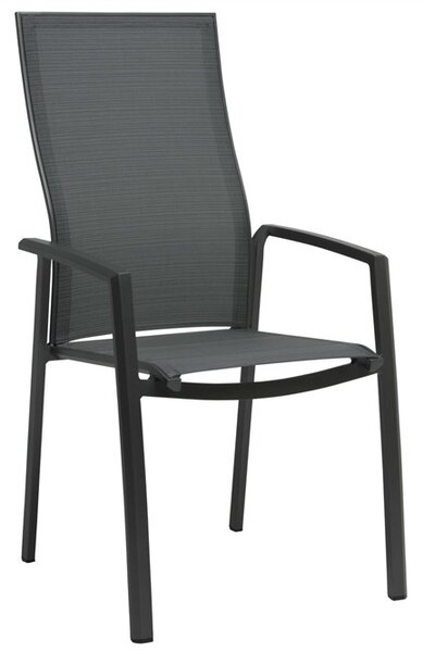 Stern Stohovateľné jedálenské kreslo s vysokou opierkou Kari, Stern, 58x66x109 cm, rám lakovaný hliník biely (white), výplet textilen strieborný (silver)