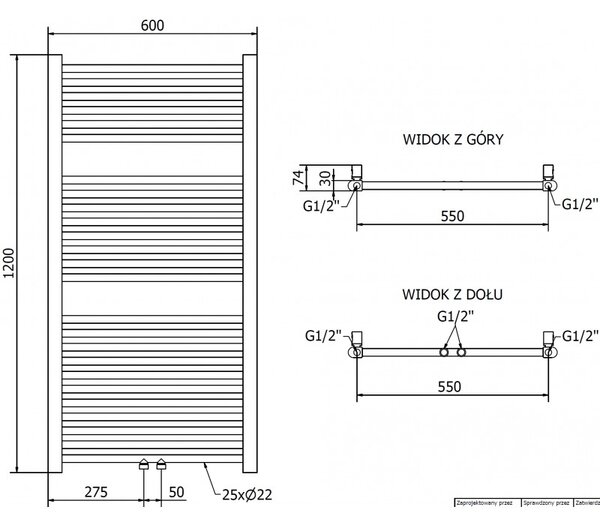 Mexen Mars, vykurovacie teleso 1200x600 mm, 487 W, zlatá lesklá, W110-1200-600-00-50
