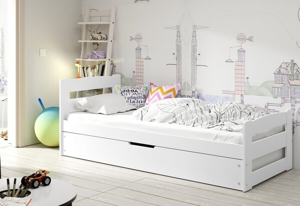 Detská posteľ ERNIE P1, biela, 90x200 cm + matrac + rošt ZADARMO