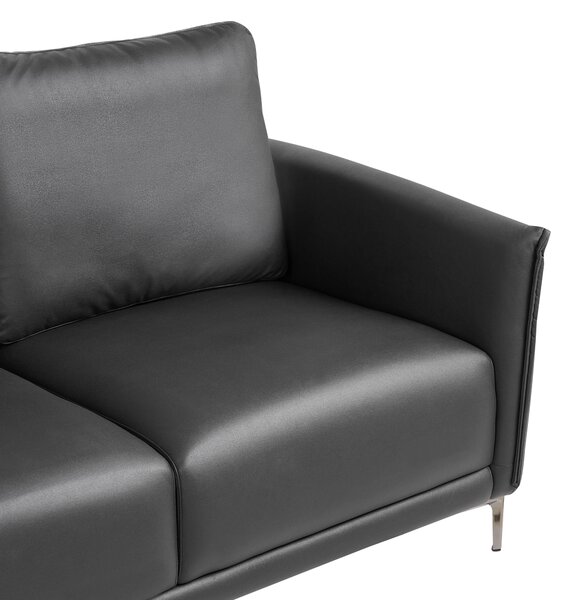 3-miestna pohovka čierne látkové čalúnenie s kovovými nohami minimalistický mid-century modern štýl obývacia izba