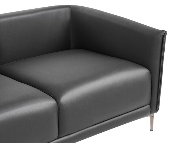3-miestna pohovka čierne látkové čalúnenie s kovovými nohami minimalistický mid-century modern štýl obývacia izba