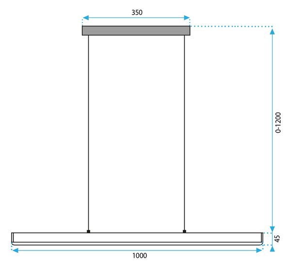 Toolight Toolight, LED stropné svietidlo 100cm, 15W, APP1448-CP, čierna matná, OSW-03900