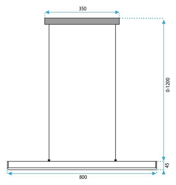 Toolight Toolight, LED závesné svietidlo 80cm, 15W, APP1447-CP, čierna matná, OSW-02391