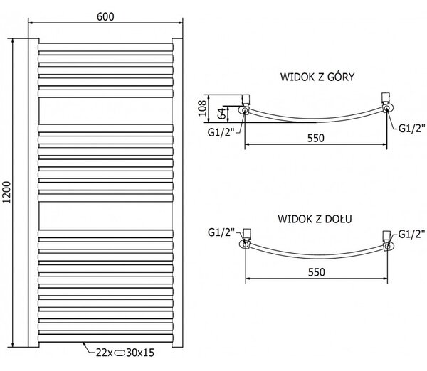 Mexen Helios, vykurovacie teleso 1200x600 mm, 524 W, zlatá lesklá, W103-1200-600-00-50