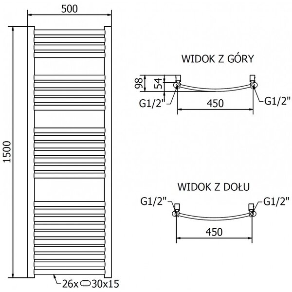 Mexen Helios, vykurovacie teleso 1500x500 mm, 537 W, zlatá lesklá, W103-1500-500-00-50