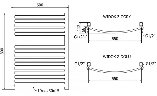 Mexen Helios, vykurovacie teleso 800x600 mm, 355 W, zlatá lesklá, W103-0800-600-00-50