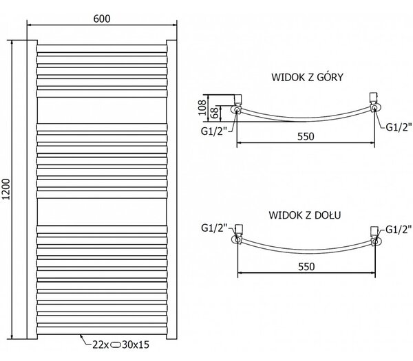 Mexen Helios, vykurovacie teleso 1200x600 mm, 524 W, zlatá lesklá, W103-1200-600-00-50