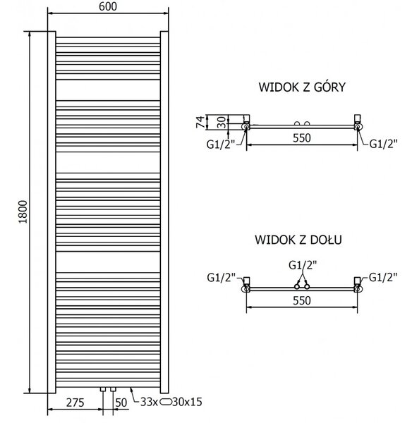 Mexen Hades, vykurovacie teleso 1800x600 mm, 780 W, zlatá lesklá, W104-1800-600-00-50