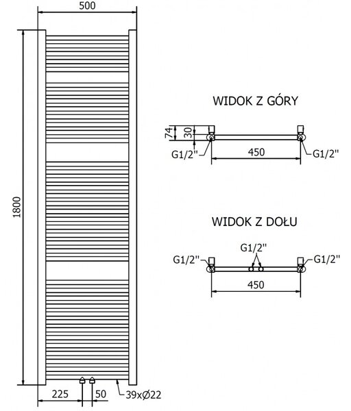 Mexen Mars, vykurovacie teleso 1800x500 mm, 643 W, zlatá lesklá, W110-1800-500-00-50