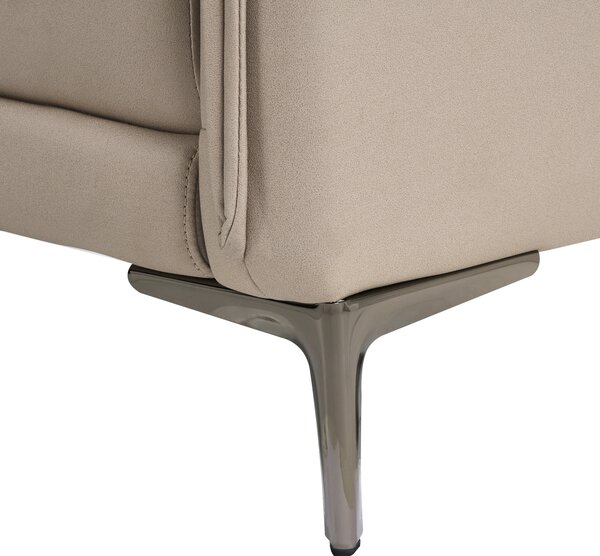 3-miestna pohovka sivobéžové látkové čalúnenie s kovovými nohami minimalistický mid-century modern štýl obývacia izba