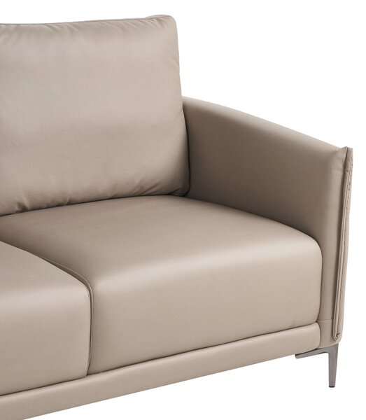 3-miestna pohovka sivobéžové látkové čalúnenie s kovovými nohami minimalistický mid-century modern štýl obývacia izba