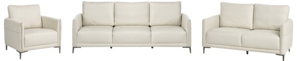 6-miestna sedacia súprava svetlobéžové látkové čalúnenie s kovovými nohami minimalistický mid-century modern štýl obývacia izba