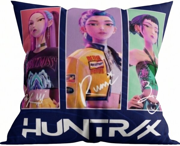 Vankúš KPop Demon Hunters HUNTR/X - Rumi, Mira a Zoey - 40x40 cm