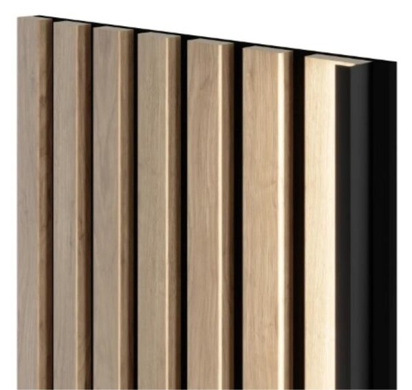 Akustické 3D lamely LED Dub Saragossa na filcovom podklade 270 × 30 cm – 7 lamiel (bez zdroja), IMPOL TRADE