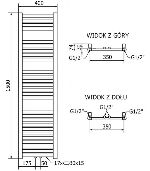 Mexen Hades, vykurovacie teleso 1500x400 mm, 453 W, zlatá lesklá, W104-1500-400-00-50