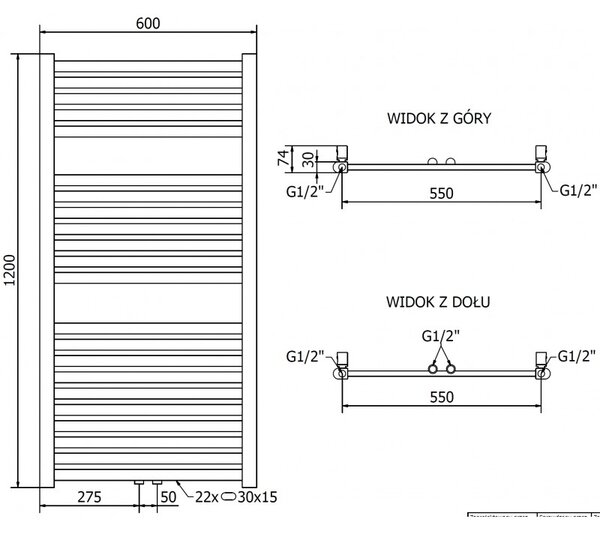 Mexen Hades, vykurovacie teleso 1200x600 mm, 520 W, zlatá lesklá, W104-1200-600-00-50