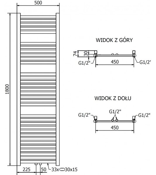 Mexen Hades, vykurovacie teleso 1800x500 mm, 666 W, zlatá lesklá, W104-1800-500-00-50
