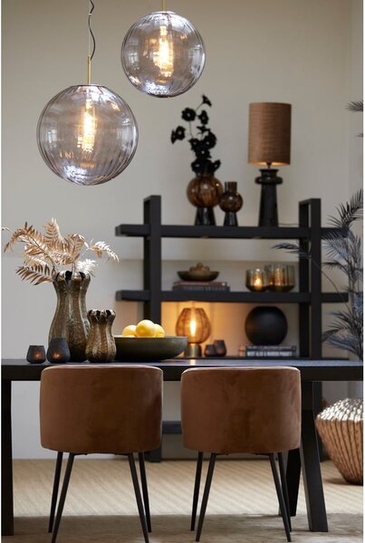 Hnedá zamatová jedálenská stolička Elyna - Light & Living