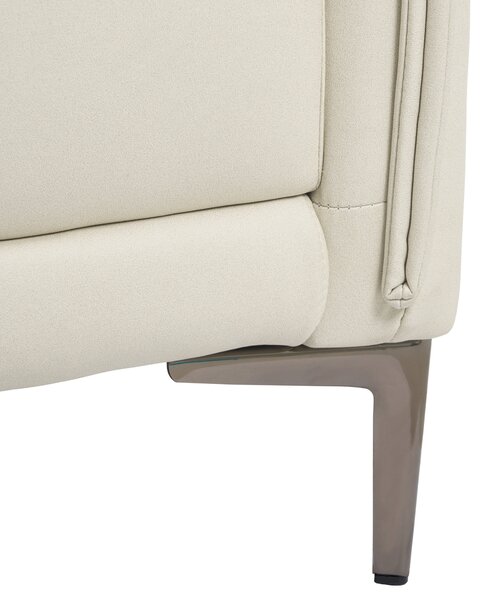 3-miestna pohovka svetlobéžové látkové čalúnenie s kovovými nohami minimalistický mid-century modern štýl obývacia izba