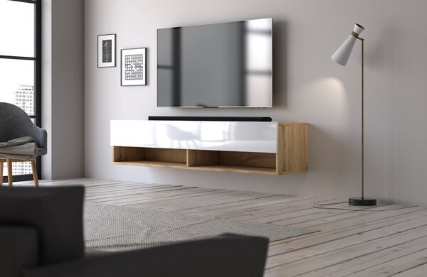 Vivaldi Závěsný TV stolek Derby 140 cm dub Wotan/bílý