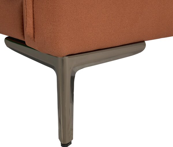 2-miestna pohovka zlatohnedé látkové čalúnenie s kovovými nohami minimalistický mid-century modern štýl obývacia izba