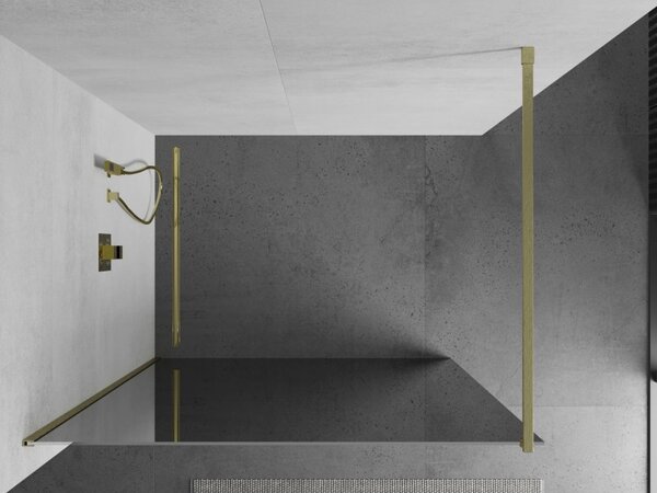 Mexen Kioto, sprchová zástena Walk-In 70 x 200 cm, 8mm sklo vzor zrkadlo, zlatý matný profil, 800-070-101-55-50