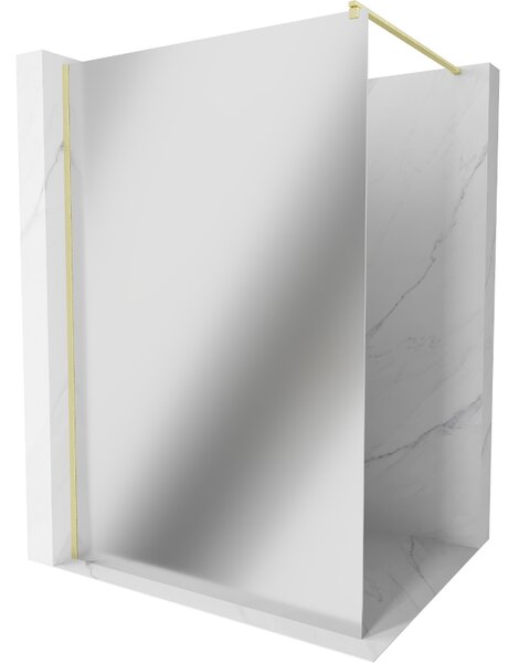 Mexen Kioto, sprchová zástena Walk-In 70 x 200 cm, 8mm sklo vzor zrkadlo, zlatý matný profil, 800-070-101-55-50